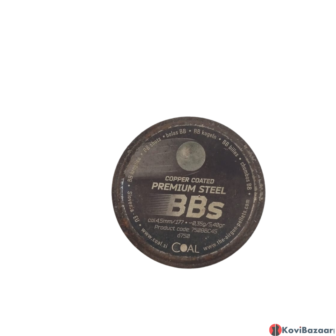 B - Stock  Coal BBs Premium Steel  0.177cal 4.5mm  5,40gr 750/ Tin