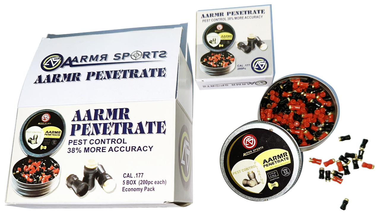 AARmr Penetrate (0.177ca/4.5mm ) 5.55gr/0.36g Airgun Pellets 200/Tin