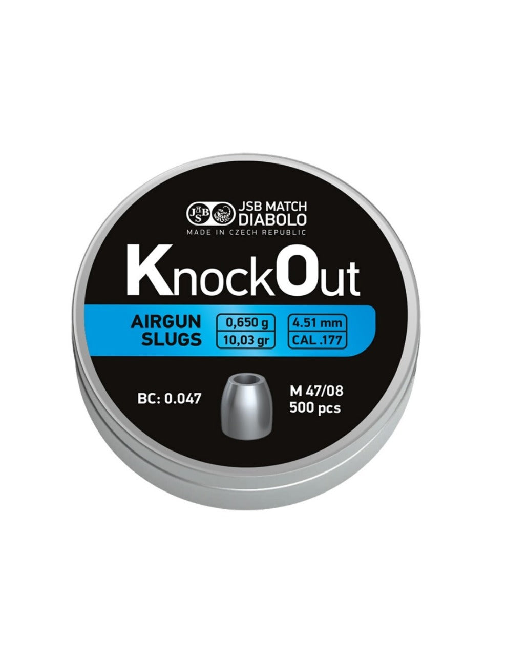 JSB Knock Out Air gun Slugs .177 Cal, 10.03gr, Hollow point, 500ct