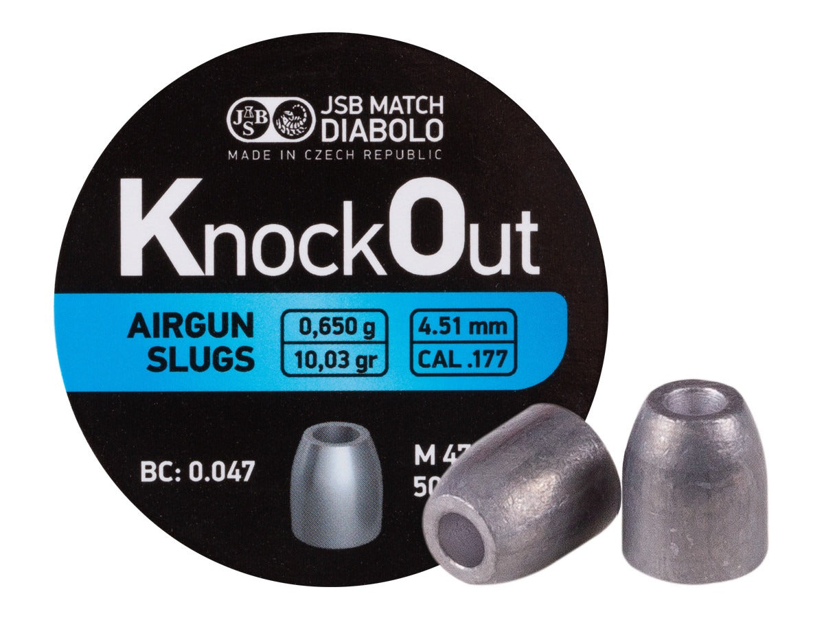 JSB Knock Out Air gun Slugs .177 Cal, 10.03gr, Hollow point, 500ct