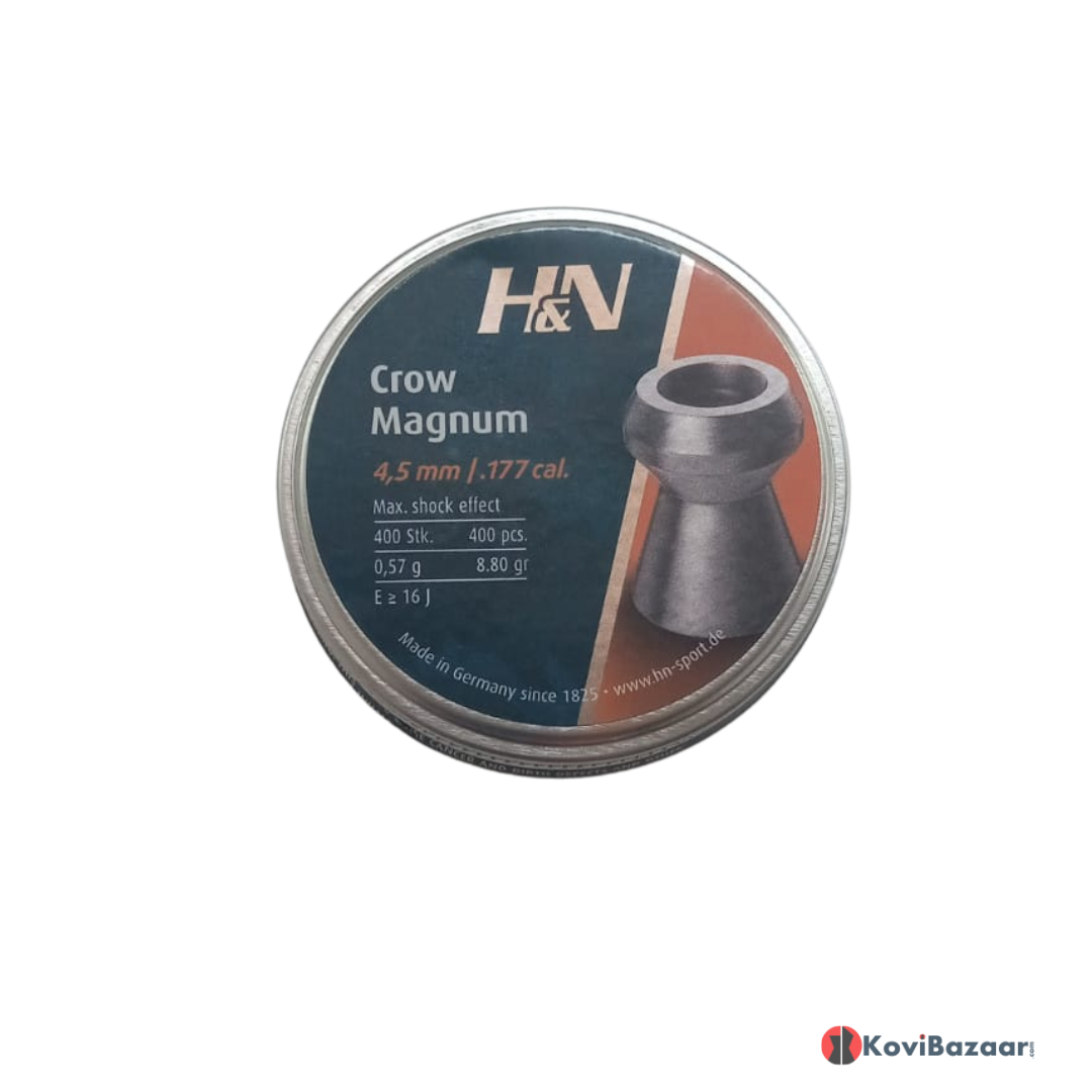 H&N Crow Magnum Pellets, .177 Cal(4.5mm), 8.80 Grains, , 500ct Air Rifle Pellets | Hollow Point