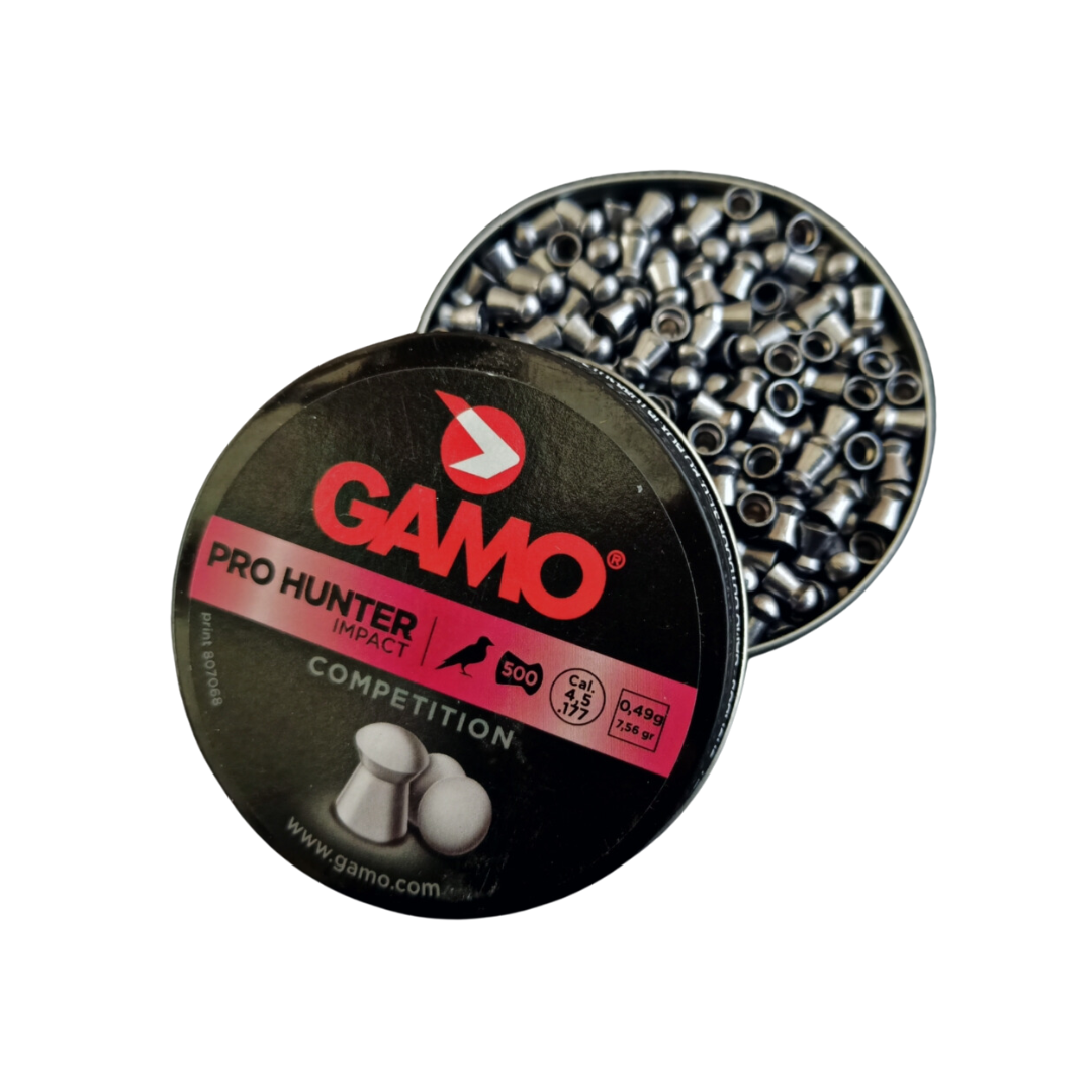 Gamo Pro Hunter Rounded Pellets (0.177calL/4.5mm)7.56gr/0.49g, 250/ 500 Tin Airgun Pellets