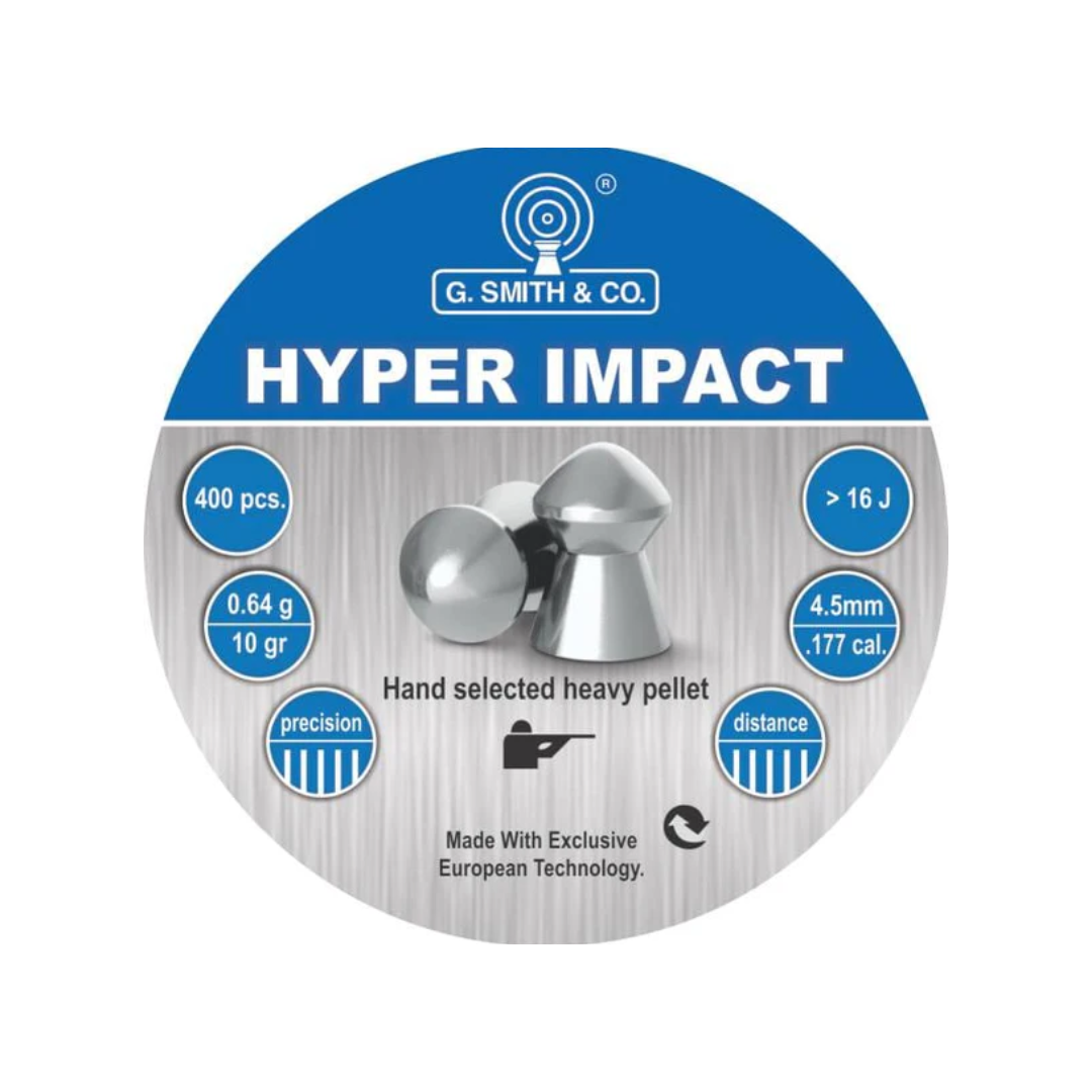 G Smith & Co Hyper Impact 0.177(4.5mm) 400/Tin, 0.64g/10gr Airgun Pellets