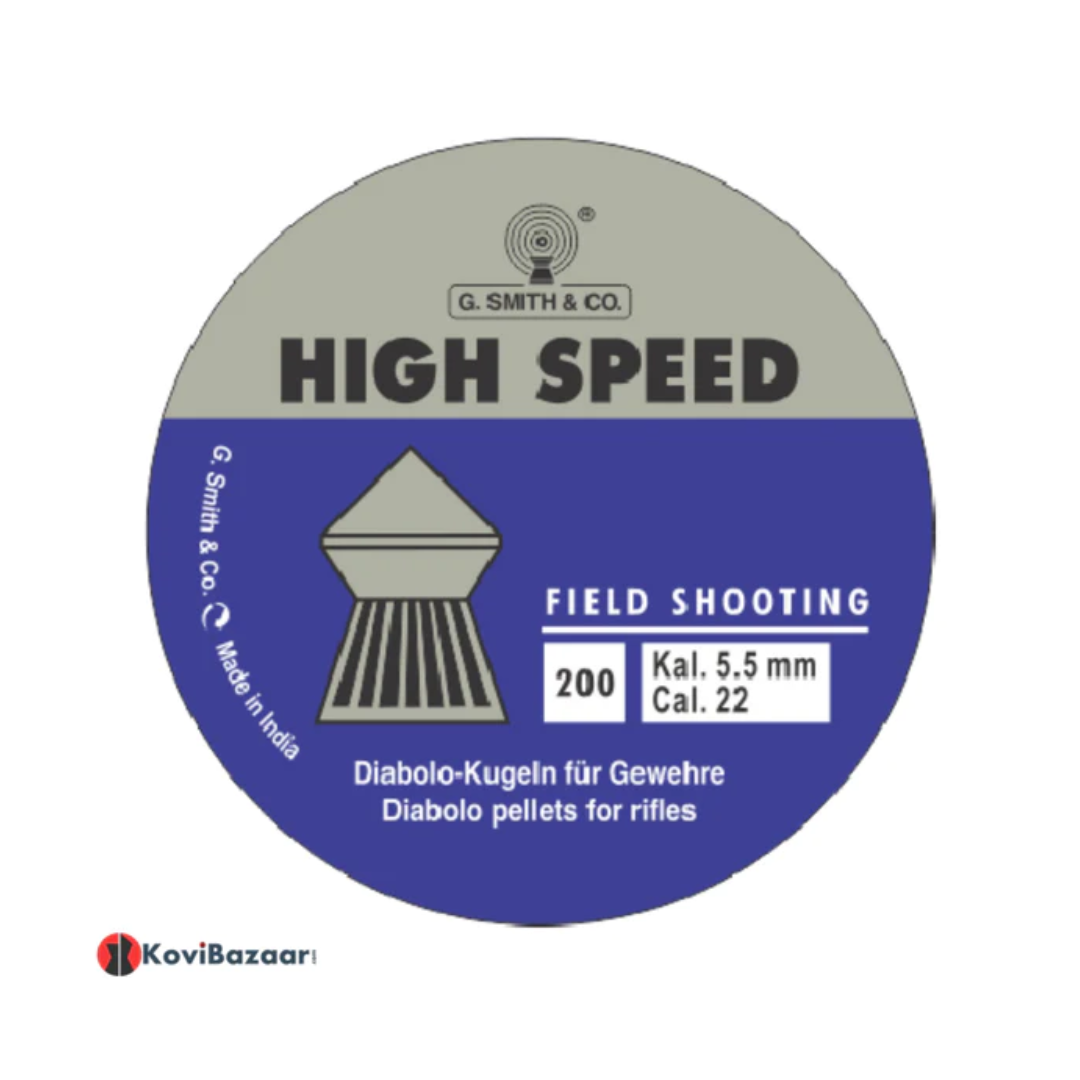 G Smith & Co High Speed 0.22(5.5mm) 200/Tin Airgun Pellets 16.5gr