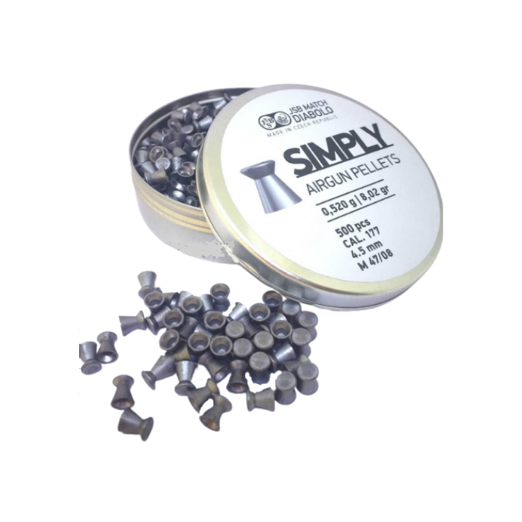 JSB Match Simply .177 Cal, 8.02grains/0.0.520g, Flat Head, 500pcs, 4.5mm Airgun Pellets | KoviBazaar.