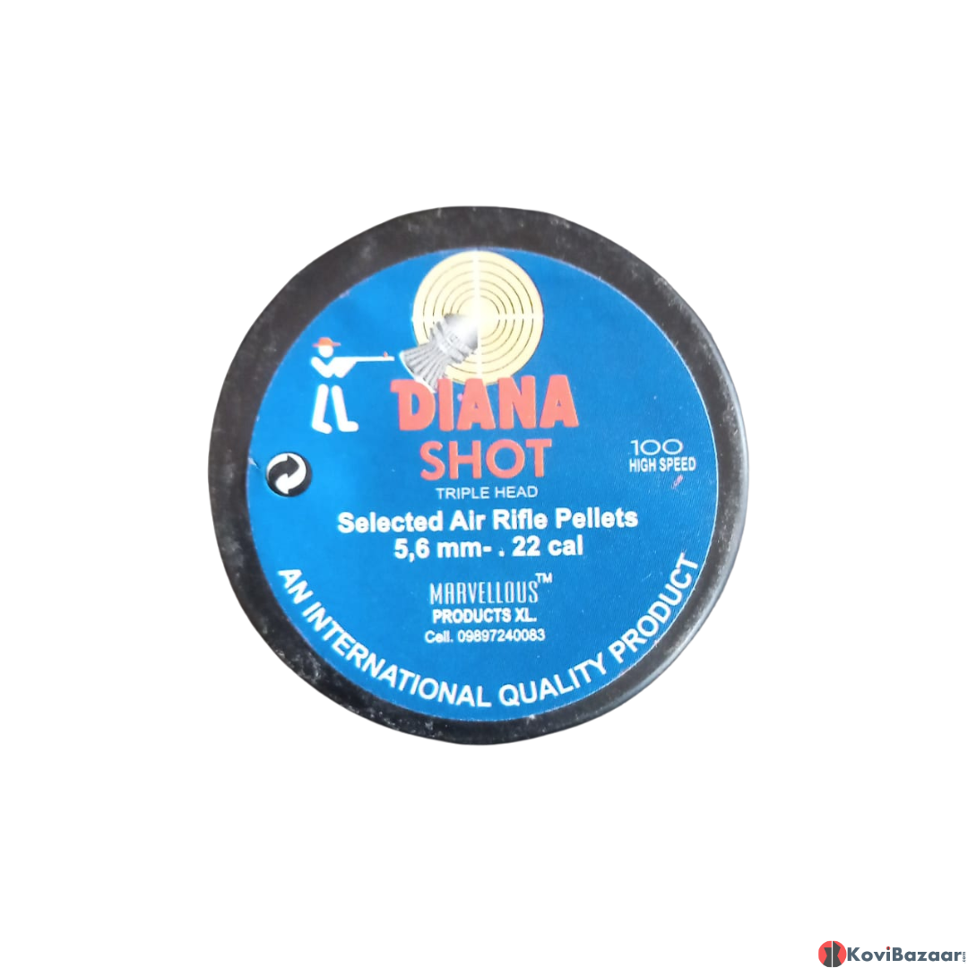 Marvellous Diana Shot Triple Head pointed (0.22Cal/5.6mm) 100/Tin14.4gr Airgun Pellets