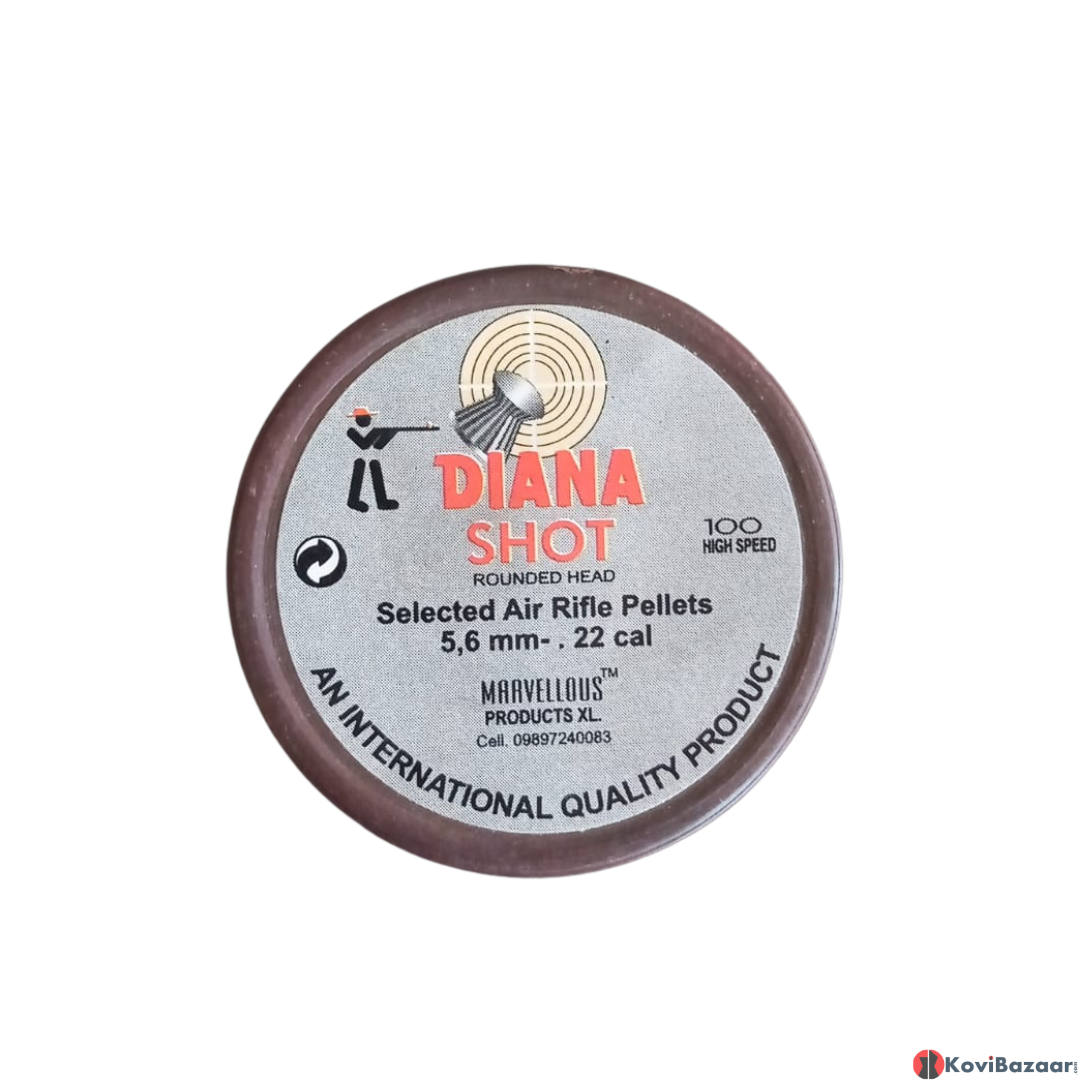 Marvellous Diana Shot Rounded (0.22Cal/5.6mm) 100/Tin,11.2gr Airgun Pellets