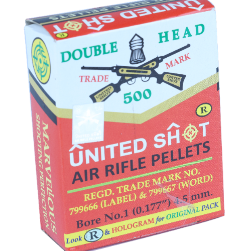 UNITED SHOT DOUBLE HEAD AIR RIFLE PELLETS .177"(4.5mm) 8.8Grain 500qty | KoviBazaar.