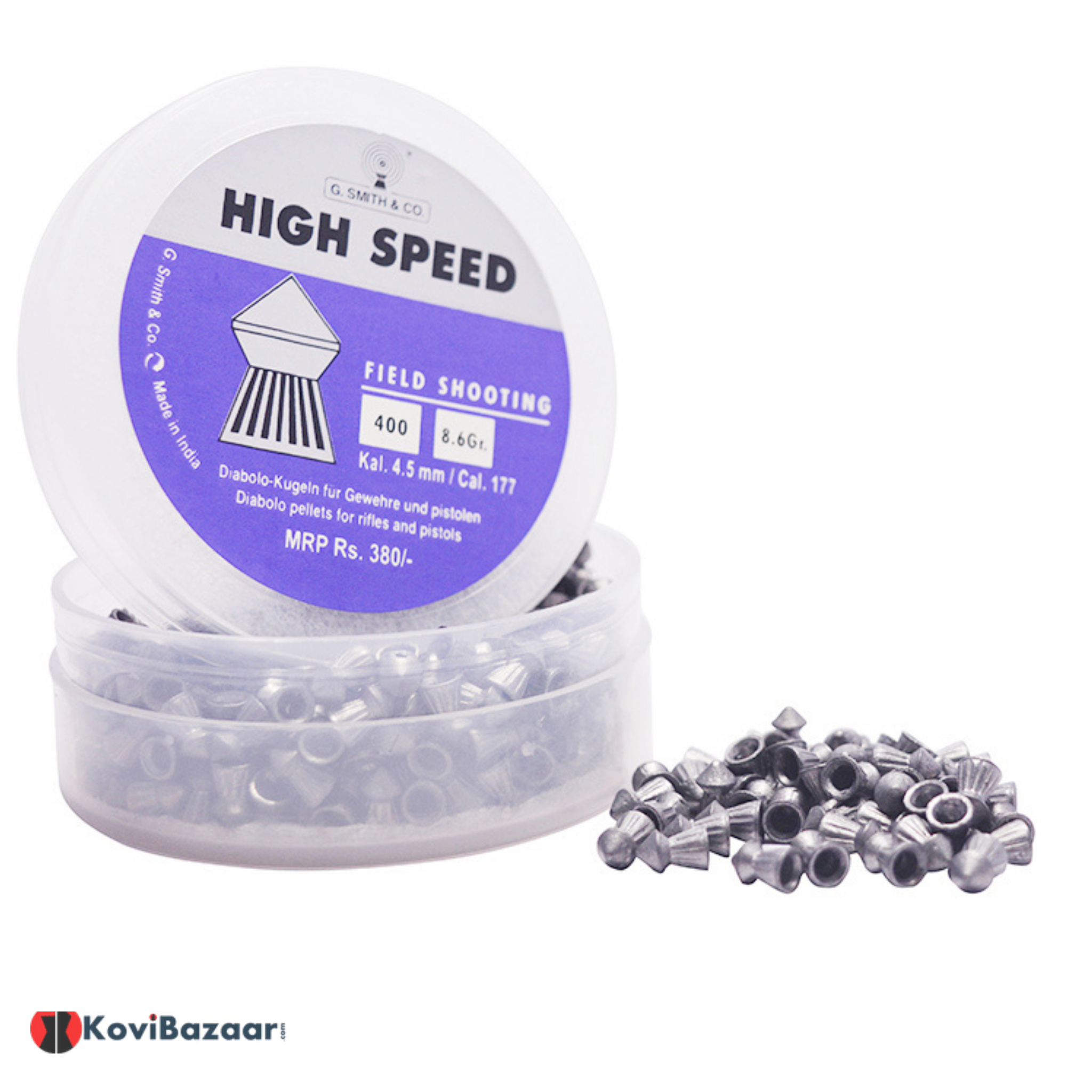 G Smith & Co High Speed 0.177(4.5mm) 8.6gr | 400/Tin Airgun Pellets | KoviBazaar.