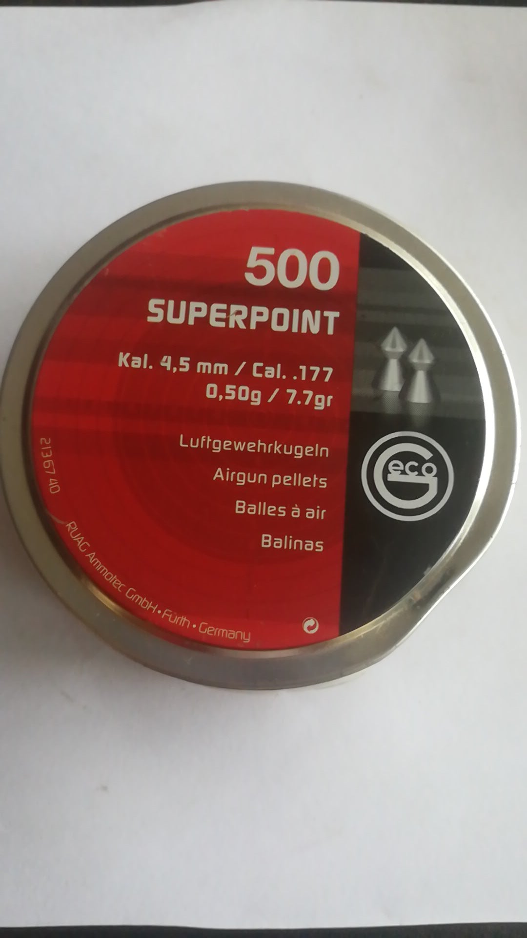Geco Superpoint (0.177cal/4.5mm)7.71 Gr, 500 Tin Airgun Pellets B Stock | KoviBazaar.